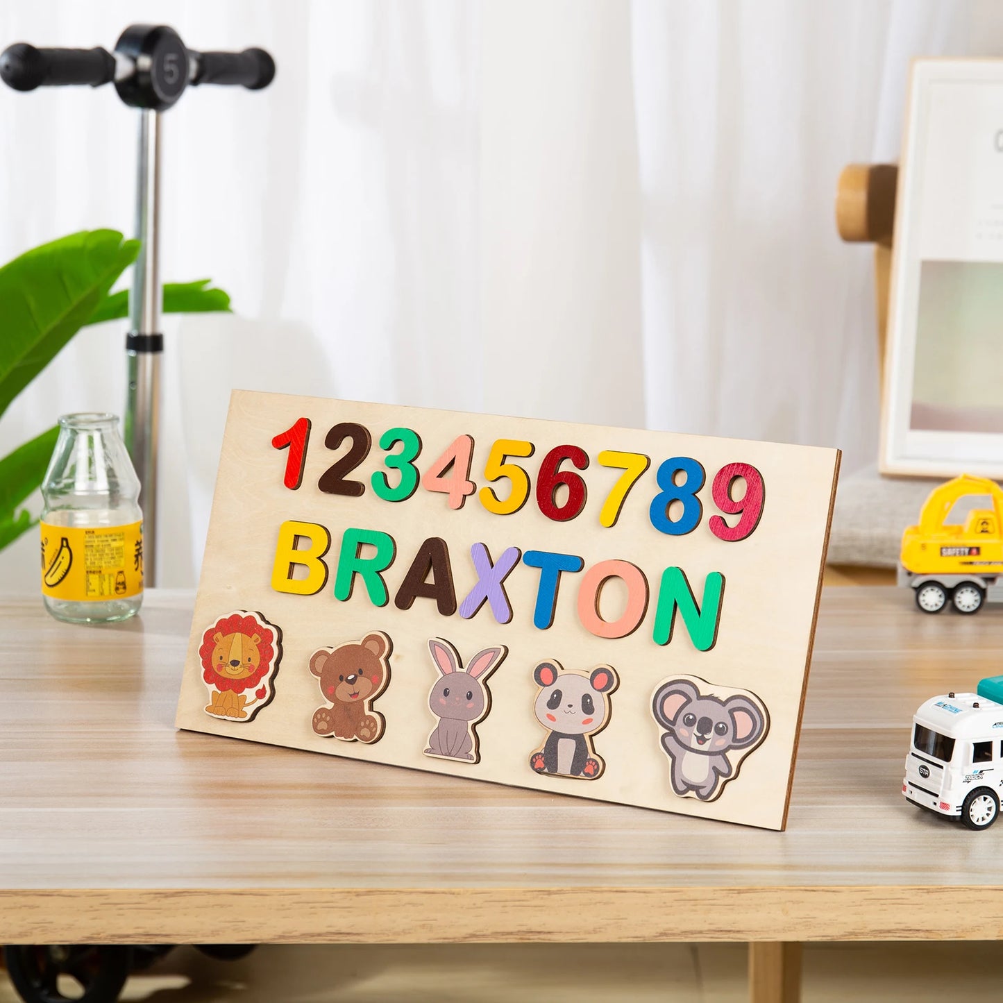 Personalized Name Puzzle Wooden Toys Kids Name Toddlers Educational Wooden Puzzle Early Learning Christmas Gifts for Baby Shower