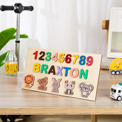 Personalized Name Puzzle Wooden Toys Kids Name Toddlers Educational Wooden Puzzle Early Learning Christmas Gifts for Baby Shower