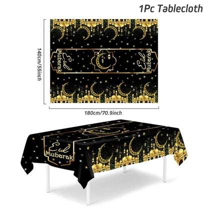 Eid Mubarak Tablecloths Ramadan Decoration for Home 2024 Islamic Muslim Party Decor Ramadan Tableware Supplies Eid Al Adha Gift