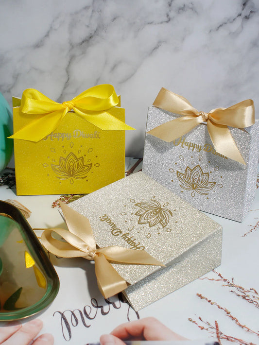 10/20/50pcs Indian Diwali Candy Box, Halloween, Glitter Powder，silver Powder， Three Exquisite Styles of Ribbon Packaging