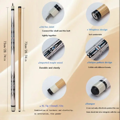 Professional White Watermark Design Wooden Billiard Cue - Straight Pool Cue Stick