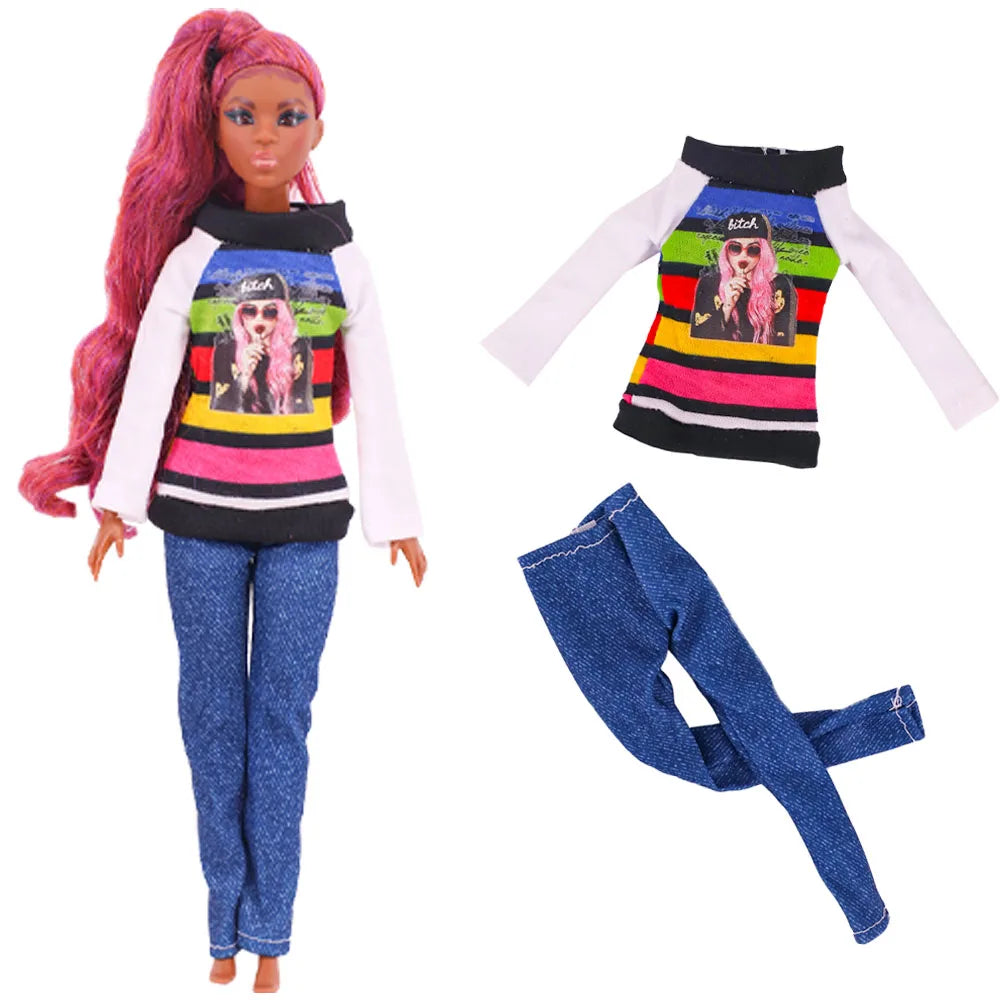 Pop Doll Clothes Sportswear Outfit Dress Fashion Coat Hoodie Top Pants Hats Clothing for Barbis&BJD Doll Accessories Girl`s Toy