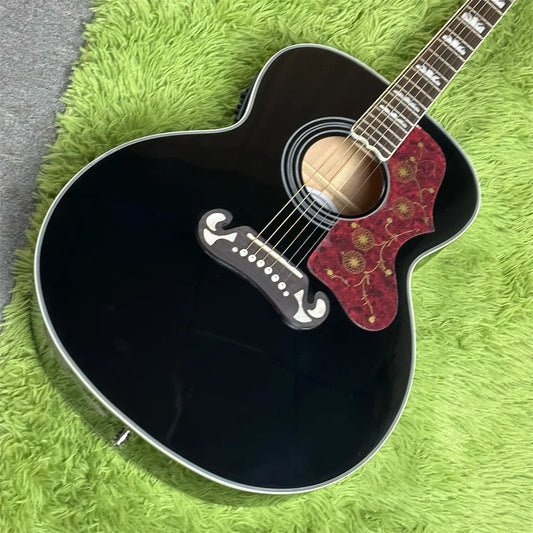 Free Shipping in Stock Electric  Acoustic Guitar SJ200 BK Guitars Gold Hardware Guitarra