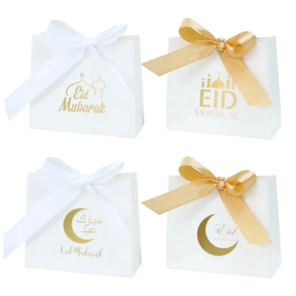 24Pcs Eid Mubarak Candy Gift Box Eid Black White Packaging Box Ramadan Decoration 2024 Islam Muslims Festive Party Supplies