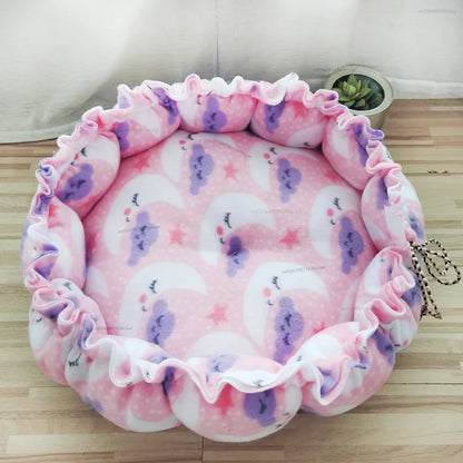 Round Dog Cat Bed Basket Warm Plush Cats Cushion Pet Bag Mat Winter House Soft Nest Puppy Sleeping Sofa for Small Dogs Cat