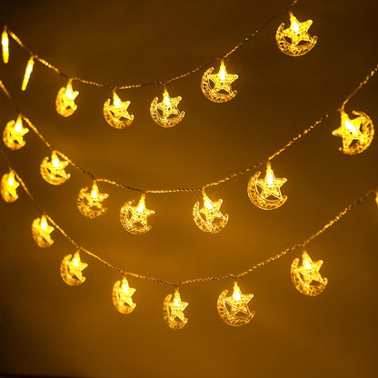 Moon Star Led String Lights Eid Mubarak Decor Ramadan Decoraion for Home 2024 Ramada Kareem Muslim Islam Al Adha Party Supplies