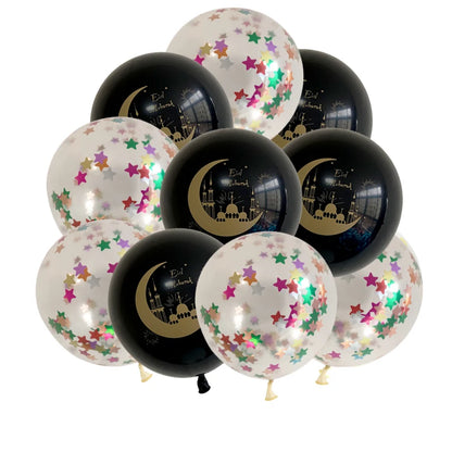 10pcs Eid Mubarak Metal Latex Balloon Ramadan Kareem Decoration Air Globos Ramadan Mubarak Muslim Islamic Festival Party Decor