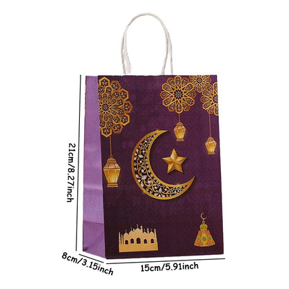 4pcs Eid Mubarak Gift Bags Ramadan Kareem Eid Mubarak Decoration Candy Cookie Packing Pouch Islamic Muslim Party Decor Supplies