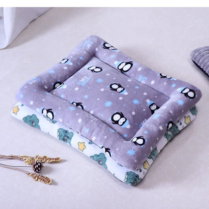 Flannel Square Bed for Cats Dogs, Comfortable Soft Washable Cushion for Sphinx,Replacement Mat for Pet House,Cats Cartoon Sofa