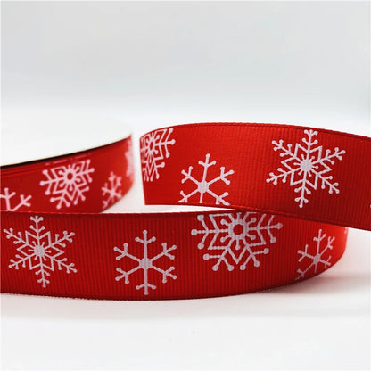 5yards/Lot 25mm Christmas Decor Grosgrain Ribbon Printed Christmas Ribbon for Handmade Design Christmas Decoration Sewing Fabric