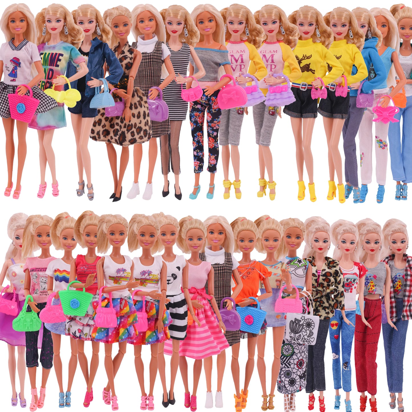 5Pcs Set of Barbies Doll Toy Clothes Accessories Barbies Clothes for Barbie Doll&1/6 BJD Blythe Shoes Mini Dress Bags Toy