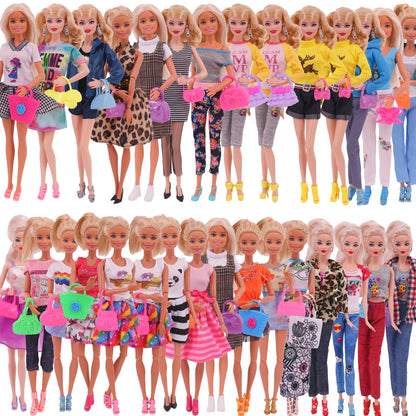 5Pcs Set of Barbies Doll Toy Clothes Accessories Barbies Clothes for Barbie Doll&1/6 BJD Blythe Shoes Mini Dress Bags Toy