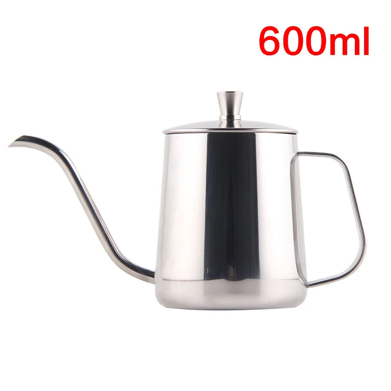 Drip Kettle 350ml 600ml Coffee Tea Pot Non-Stick Coating Food Grade Stainless Steel Gooseneck Drip Kettle Swan Neck Thin Mouth