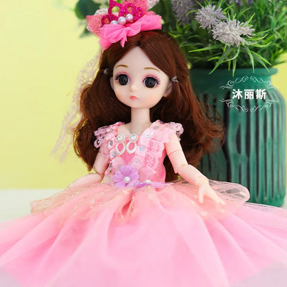 New 30cm BJD Doll Toy for Girls Children Retro Classic Wedding Dress Lolita Noble Rabbit Girl Holiday Birthday Gift Long Hair