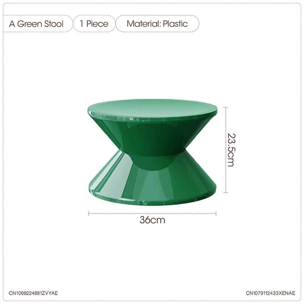 Round Small Coffee Table Plastic Footstool Living Room Sofa Side Tables Shoe Changing Stool Bedroom Small Nightstands Furniture