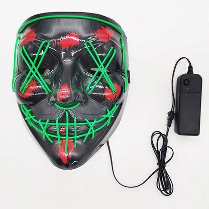 Light Up Mask LED Mask Scary Halloween Mask Glow Neon Festival Mask Costume Mask With Lighting Modes El Wire for Men Women Kids