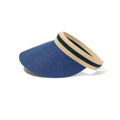 Adult Child Woman's Sun Visor Hats Female Bowknot Visor Caps Hand Made DIY Straw Summer Cap Casual Empty Top Hat Beach