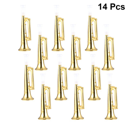 Golden Plastic Horn Trumpet for Kids - Fun Musical Instrument Toy and Cheering Prop for Parties and Sports Events