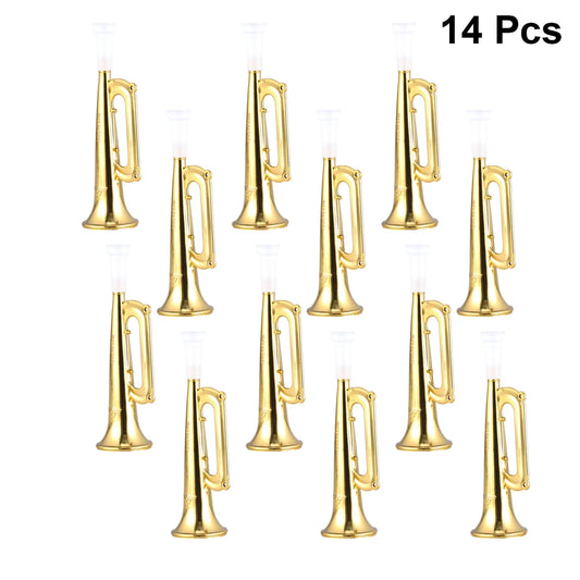 Golden Plastic Horn Trumpet for Kids - Fun Musical Instrument Toy and Cheering Prop for Parties and Sports Events