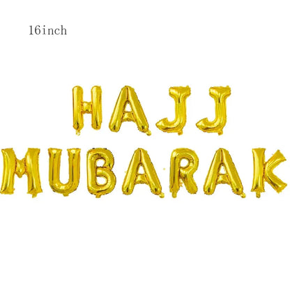 Eid Mubarak Letter Latex Balloon Hajj Mubarak Aluminum Foil Balloon Ramadan Kareem Islamic Muslim Festival Party Decor Supplies