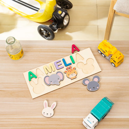Personalized Name Puzzle Wooden Toys Kids Name Toddlers Educational Wooden Puzzle Early Learning Christmas Gifts for Baby Shower