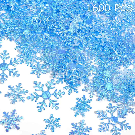 300PCS Snowflake Confetti Snowflake Glitter Confetti Decorations for Winter Party Christmas Party Supplies DIY Craft Projects