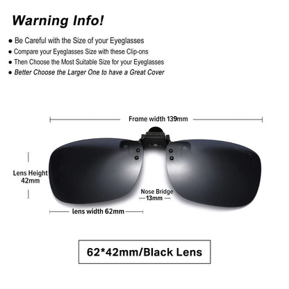 2PCS Clip on Sunglasses Polarized Driving Glasses Clip Up Clip-On Glasses Night Vision for Driving Fishing Cycling Walking