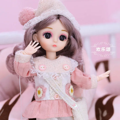 New 30cm BJD Doll Toy for Girls Children Retro Classic Wedding Dress Lolita Noble Rabbit Girl Holiday Birthday Gift Long Hair