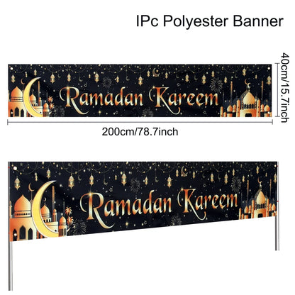 Eid Mubarak Outdoor Banner Flag Ramadan Decoration for Home 2024 Islamic Muslim Party Decor Gifts Ramadan Kareem Eid Al-Adha