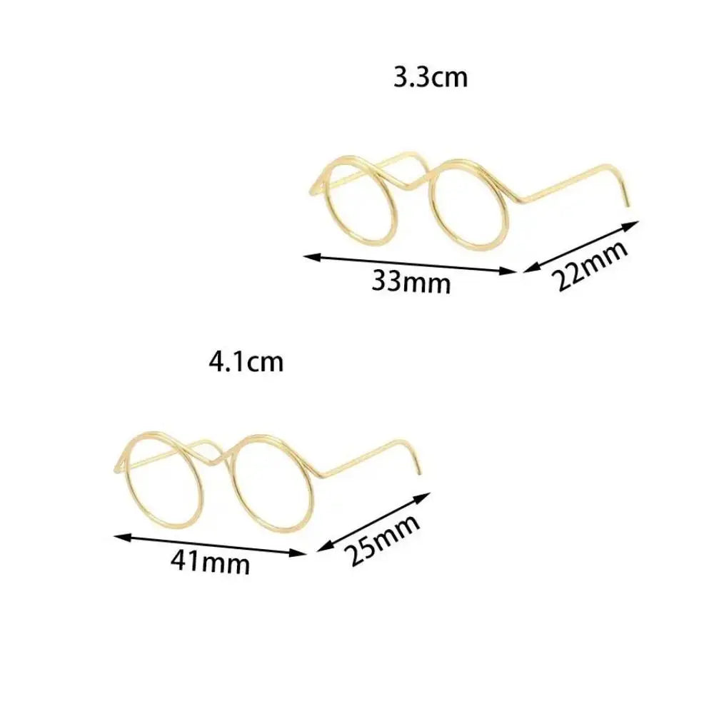 5PCS Retro Metal Round Doll Glasses Frame Lensless Miniature Eyewear Great Collection Cool Eyeglasses for Blythe Doll Accessorie