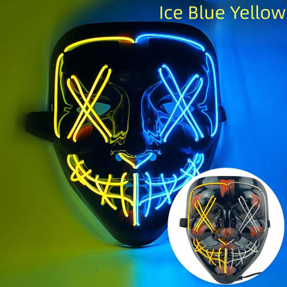 Hot Sale Halloween Glowing Scary Face Mask Luminous LED Purge Mask Neon Light Up Horror Party Mask Cosplay Costume Supplies