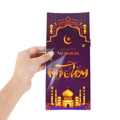 50pcs Eid Mubarak Candy Gift Bag Ramadan Kareem Decor 2024 Eid Gift Cookie Packaging Plastic Bag for Islamic Muslim Party Supply