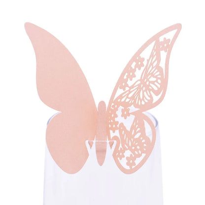 20pcs Eid Mubarak Hollow Butterfly Cup Card Wine Glass Paper Name Place Seat Card Wedding Party Ramadan Kareem Table Decorations