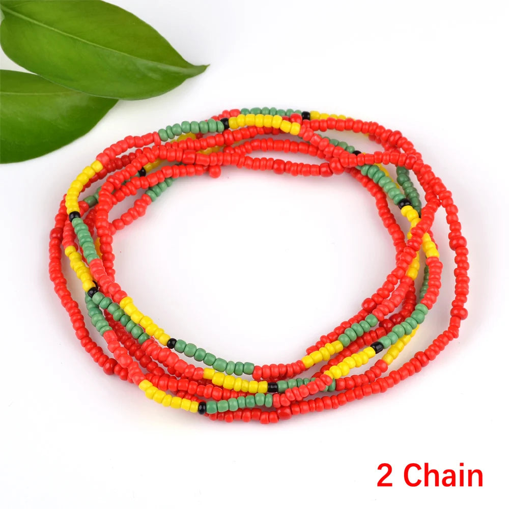 2022 Bohemia Double Layer Beads Belt Body Chain Women Summer Sexy Bikini Beach Waist Chain Charms Vintage Dress Waistband Belts