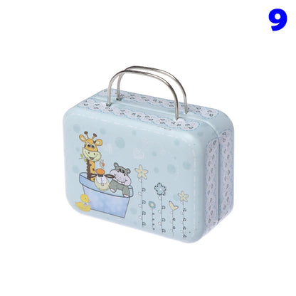 Metal Mini Suitcase Miniature Trunk Cartoon Pattern Box Dollhouse Decoration Jewellery Box Doll Handbag Doll Accessories