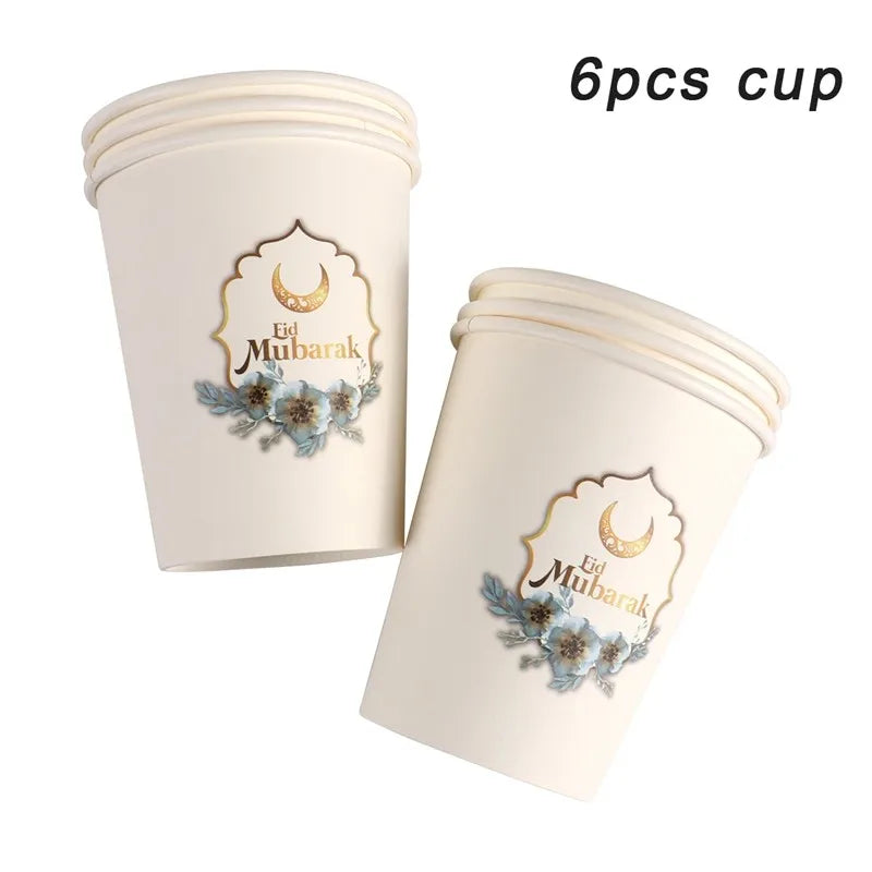 Eid Mubarak Banner Bunting Balloons Plates Tablecloth Kareem Ramadan Decoration for Home 2024  Muslim Islamic Party Supplies