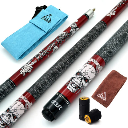 CUESOUL ROCK II 58" 19/20/21oz Black Pool Cue Stick 13mm With Cue Bag With and Joint/Shaft Protector