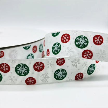 5yards/Lot 25mm Christmas Decor Grosgrain Ribbon Printed Christmas Ribbon for Handmade Design Christmas Decoration Sewing Fabric