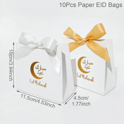 24Pcs Eid Mubarak Candy Gift Box Eid Black White Packaging Box Ramadan Decoration 2024 Islam Muslims Festive Party Supplies