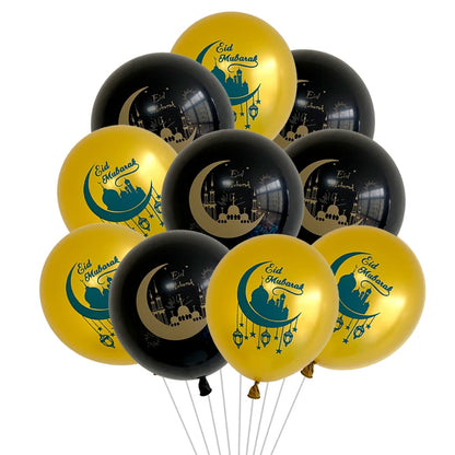10pcs Eid Mubarak Metal Latex Balloon Ramadan Kareem Decoration Air Globos Ramadan Mubarak Muslim Islamic Festival Party Decor