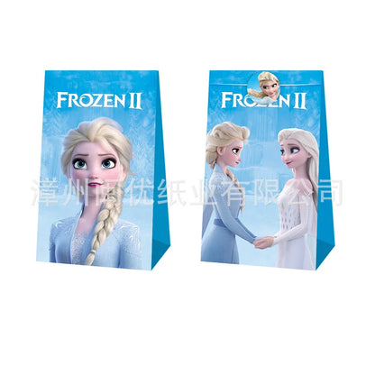Disney Frozen Elsa Themed Gift Box Kids Party Decoration Baby Shower Paper Candy Bag With Stickers Girls Birthday Party Supplies
