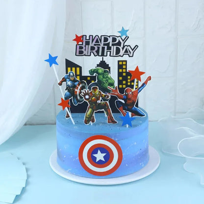 1set the Avengers Birthday Party Cake Topper Super Hero Spiderman Hulk Iron Man Cake Decoration for Kids Birthday Party Supplies