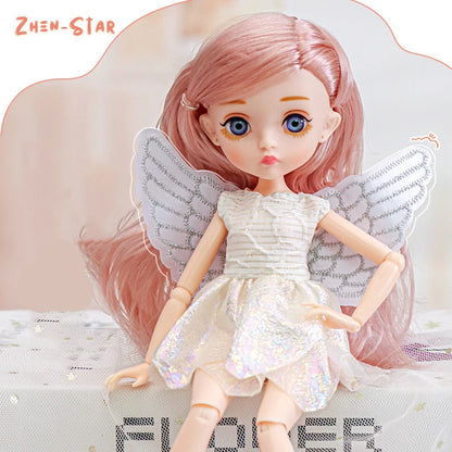 Slim 26cm Bjd Doll for Girl 13 Movable Joints Fashion Princess Clothes Suit Accessories Blue Eyes Decoration Eyelash Solid Doll