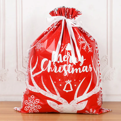 3/5Pcs Merry Christmas Drawstring Gift Bag New Year 2025 Large Candy Cookie Packaging Bag 2024 Navidad Christmas Home Decoration