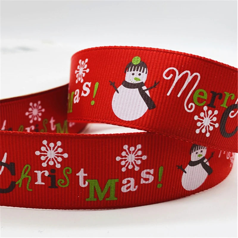 5yards/Lot 25MM Christmas Ribbon Printing Christmas Peripheral Ribbon for Bow Christmas Decoration DIY Gift Wrapping