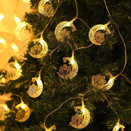 Eid Mubarak Moon Star LED Light String Eid Islamic Muslim Party Supplies Kareem Ramadan Decoration for Home Eid Al-Fitr Ornament