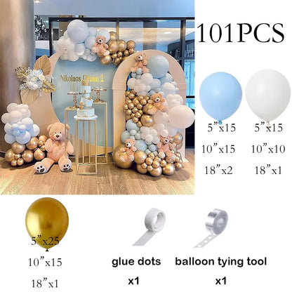 115pcs Baby Blue Balloons Garland Birthday Party Decor Balloon Arch Kit Skin Khaki Globos Baby Shower Gender Reveal Decoration