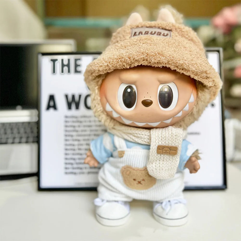 38cm Mini Doll'S Clothes Outfit Accessories for Korea Kpop Exo Labubu Idol V1 V2 Cloud Shirt White Strap Set Clothing