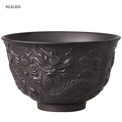Zisha Bowl Handmade Tea Set Tea Bowl Chinese Style Dragon Pattern Ceramic Clay Kettle Gift Birthday Present Decorations