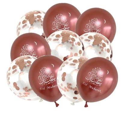 10pcs Eid Mubarak Metal Latex Balloon Ramadan Kareem Decoration Air Globos Ramadan Mubarak Muslim Islamic Festival Party Decor